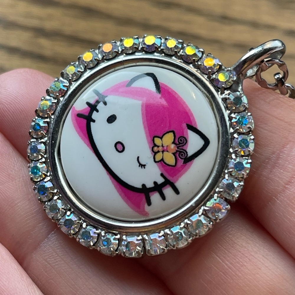 Tarina Tarantino Hello Kitty Pink Pendant Necklace with Swarovski crystals.